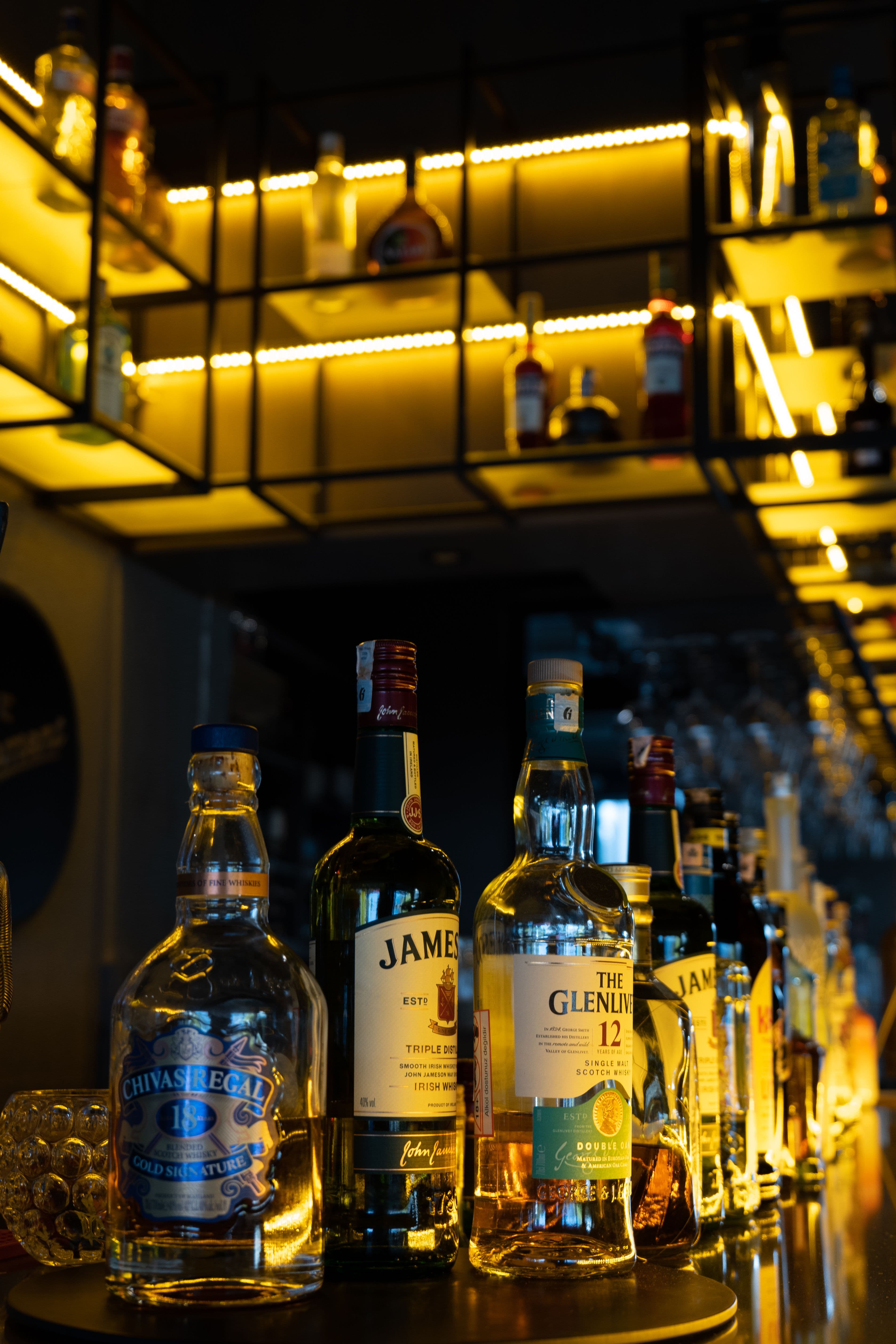 Whisky bottles at the bar